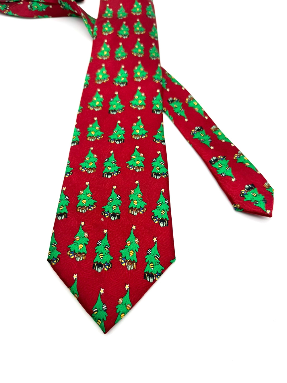Cape Cod Neckwear Christmas Tree Tie Red Mens Novelty Holiday Necktie 58" Long